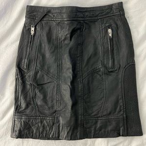 All Saints Genuine Leather Skirt in Black Size 0